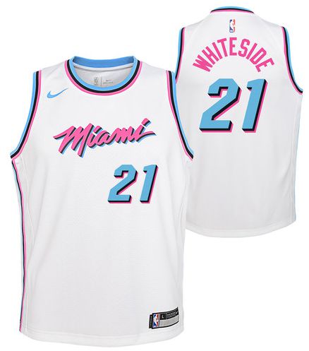 Men Miami Heat 21 Whiteside White City Edition Nike NBA Jerseys